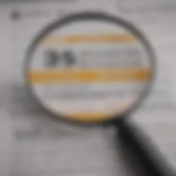 Illuminated magnifying glass on credit report document