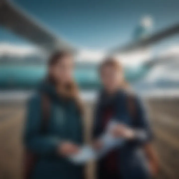 Two travelers enjoying a beautiful destination with their Alaska Air Companion Ticket.