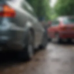 A parked car with noticeable damages