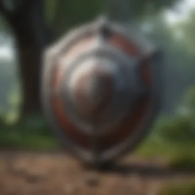 Guardian Shield: Safeguarding Your Health A serene landscape with a symbolic care insurance shield