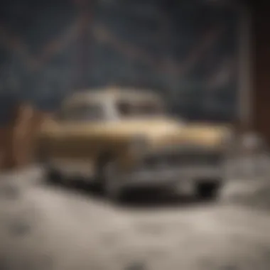 Navigating the Financial Landscape Vintage car surrounded by financial charts