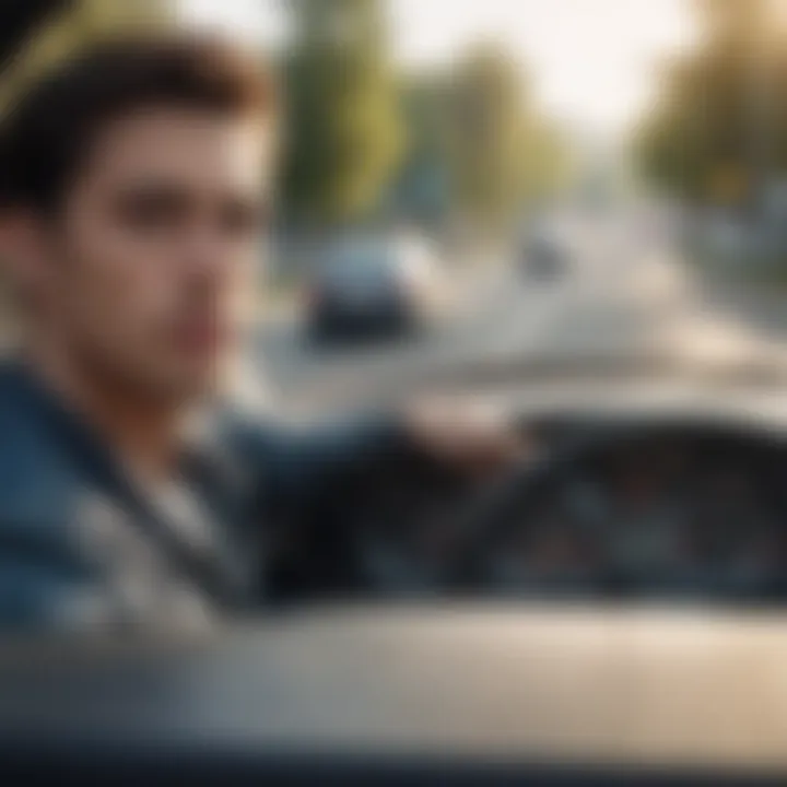 Young male driver behind the wheel